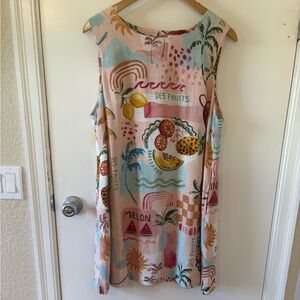 Colorful Fruit Print Sleeveless Dress
